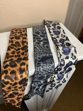 LEOPARD Print Skinny Scarf Set Accessories for Purses Bags Jewelry Hair